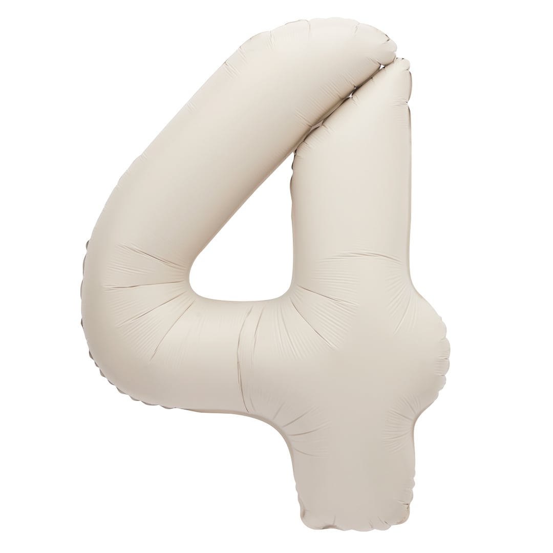 Matte Nude Number 4 Giant Foil Balloon 86cm / 34 in