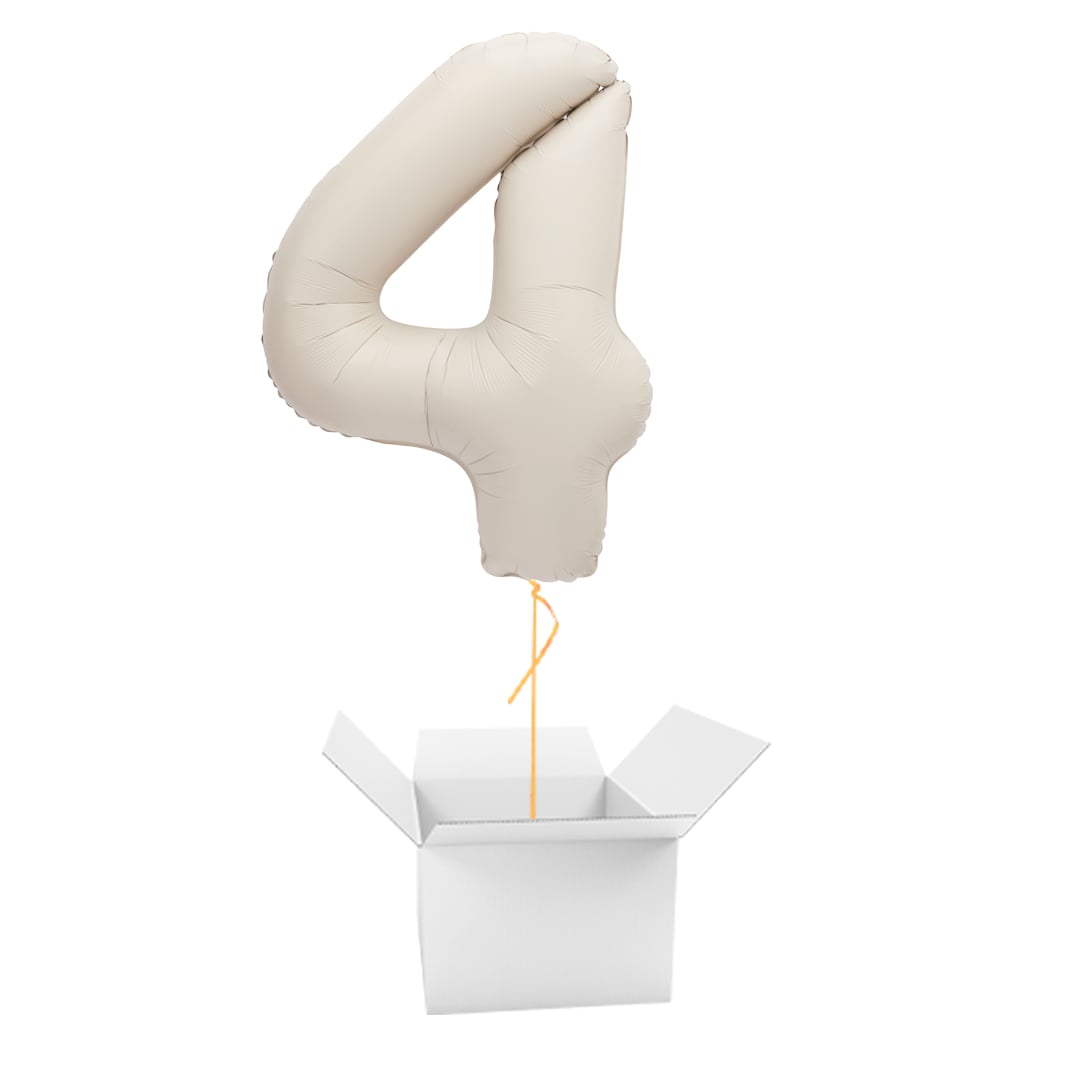 Matte Nude Number 4 Giant Foil Balloon - Inflated Balloon In A Box