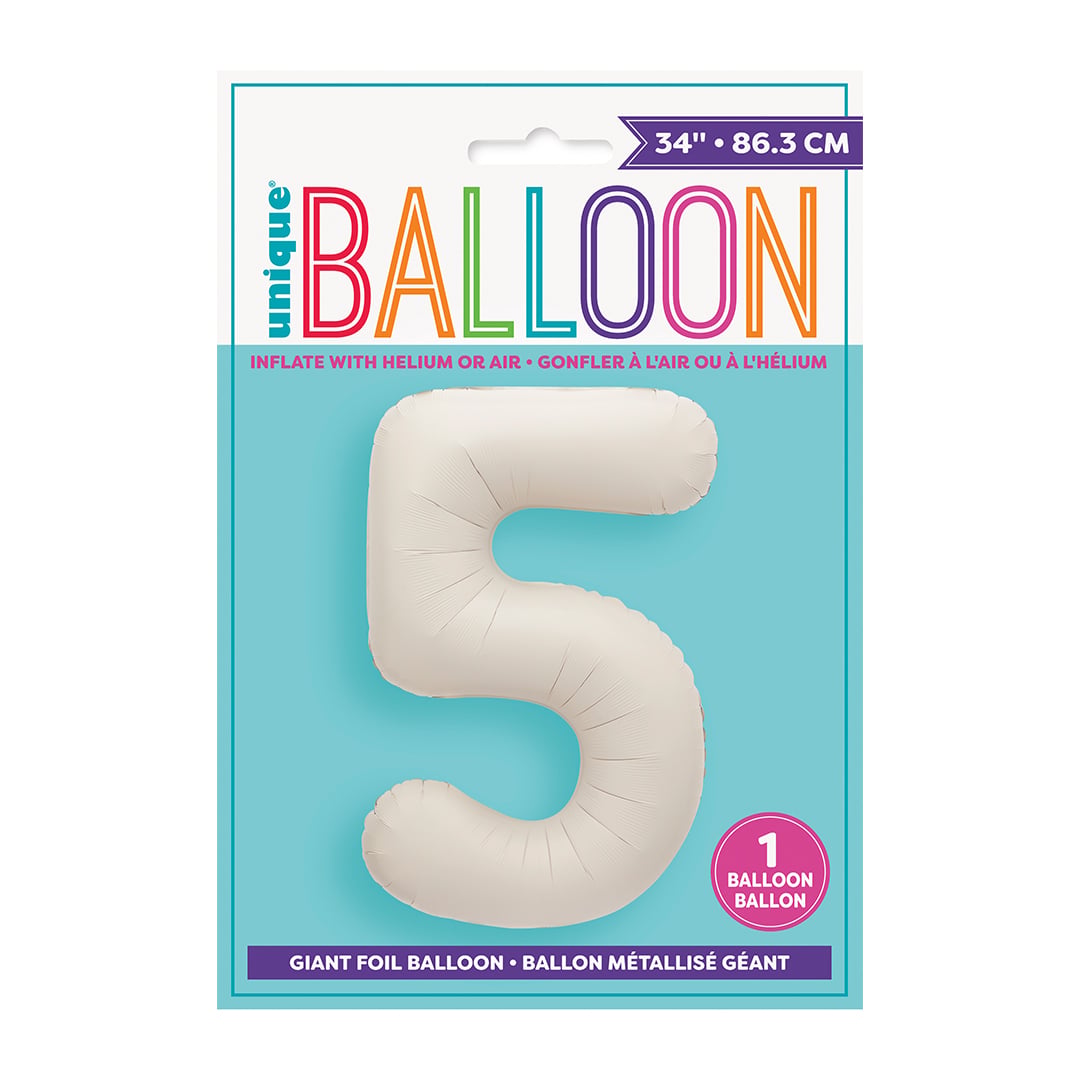 Matte Nude Number 5 Giant Foil Balloon 86cm / 34 in View 3