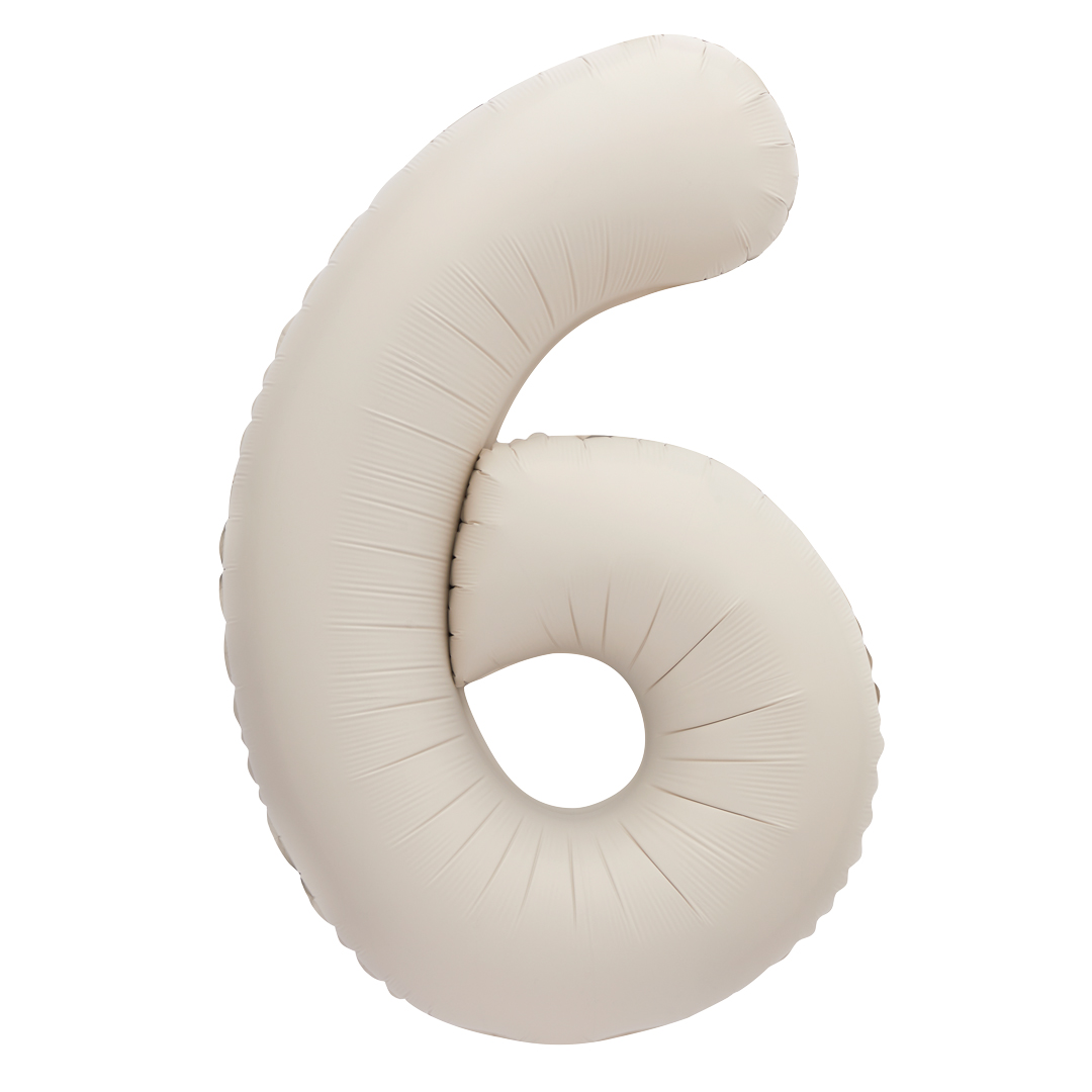 Matte Nude Number 6 Giant Foil Balloon 86cm / 34 in