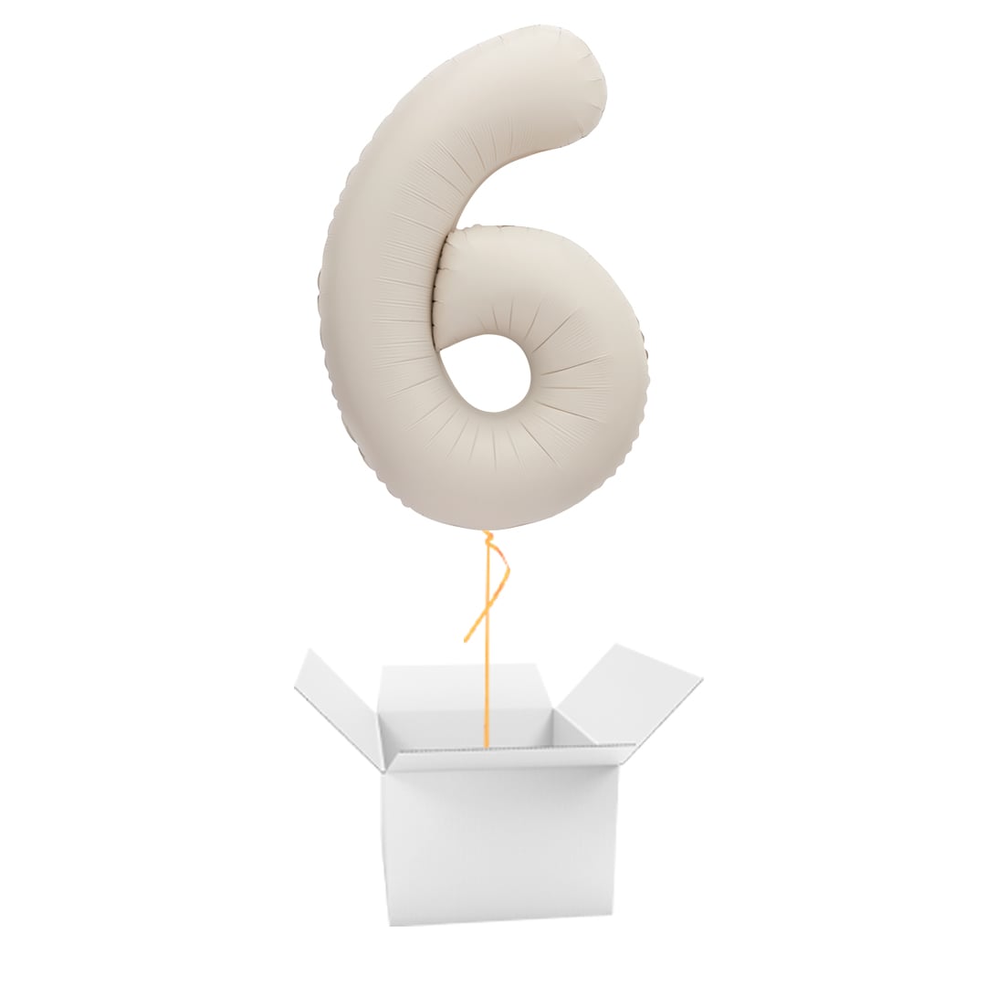 Matte Nude Number 6 Giant Foil Balloon - Inflated Balloon In A Box