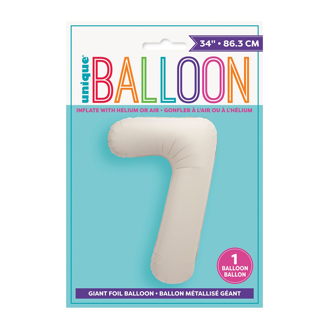 Matte Nude Number 7 Giant Foil Balloon 86cm / 34 in View 3