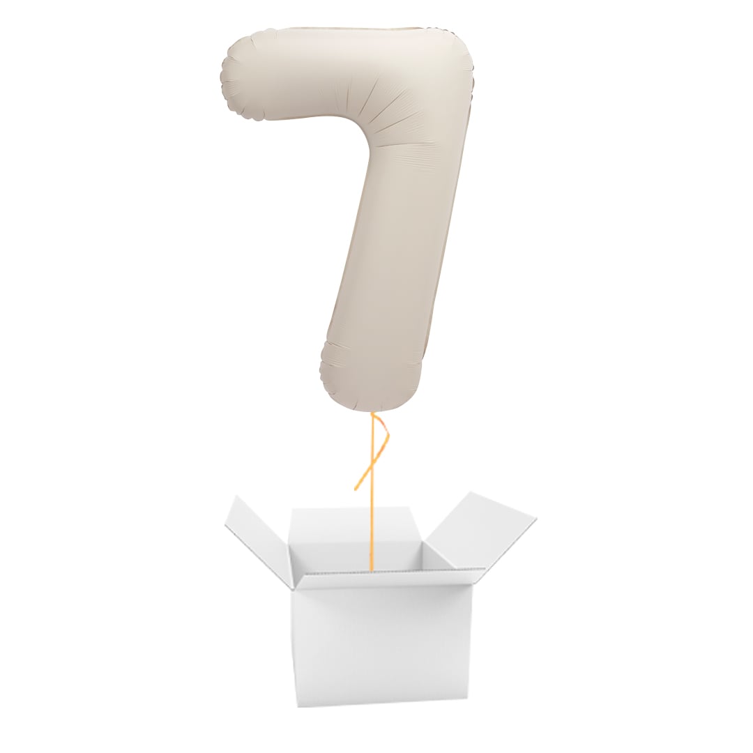 Matte Nude Number 7 Giant Foil Balloon - Inflated Balloon In A Box