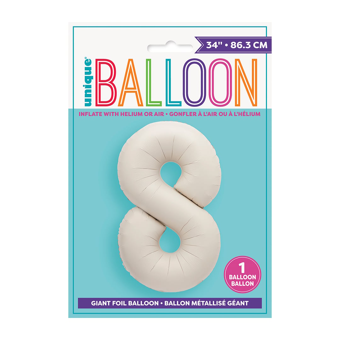 Matte Nude Number 8 Giant Foil Balloon 86cm / 34 in View 3