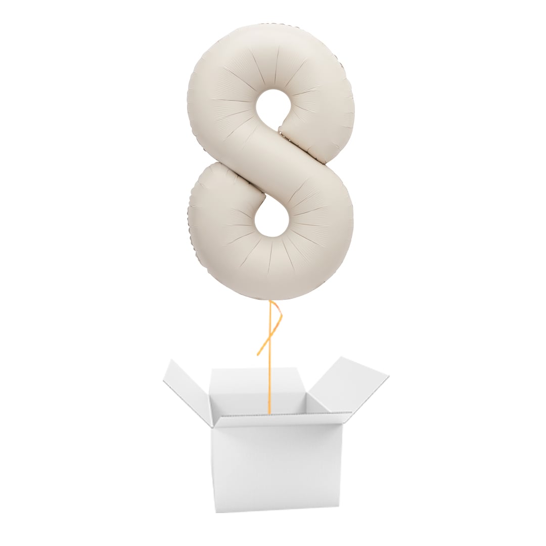 Matte Nude Number 8 Giant Foil Balloon - Inflated Balloon In A Box