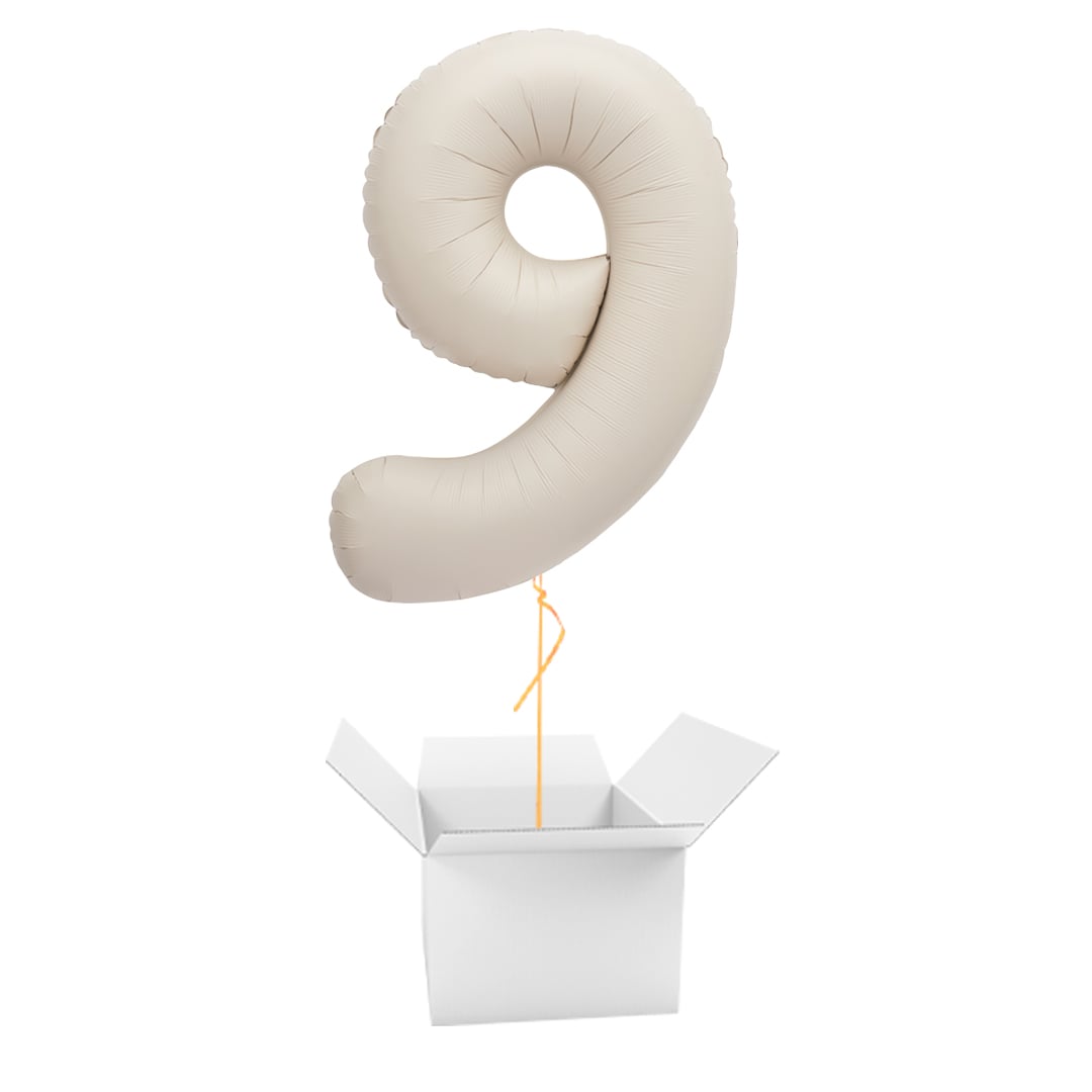 Matte Nude Number 9 Giant Foil Balloon - Inflated Balloon In A Box
