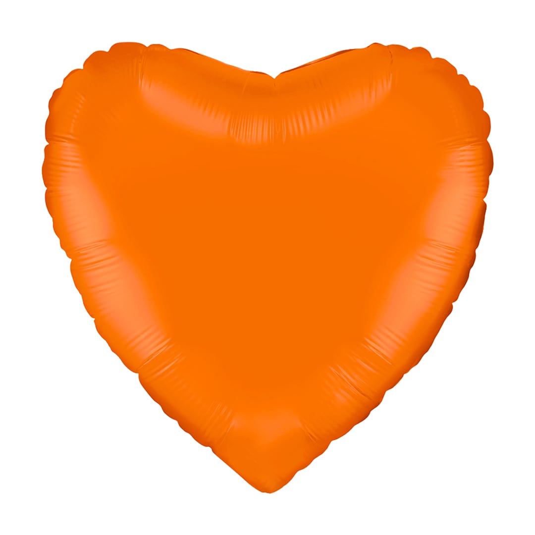 Matte Orange Heart Shaped Foil Balloon 46cm / 18 in