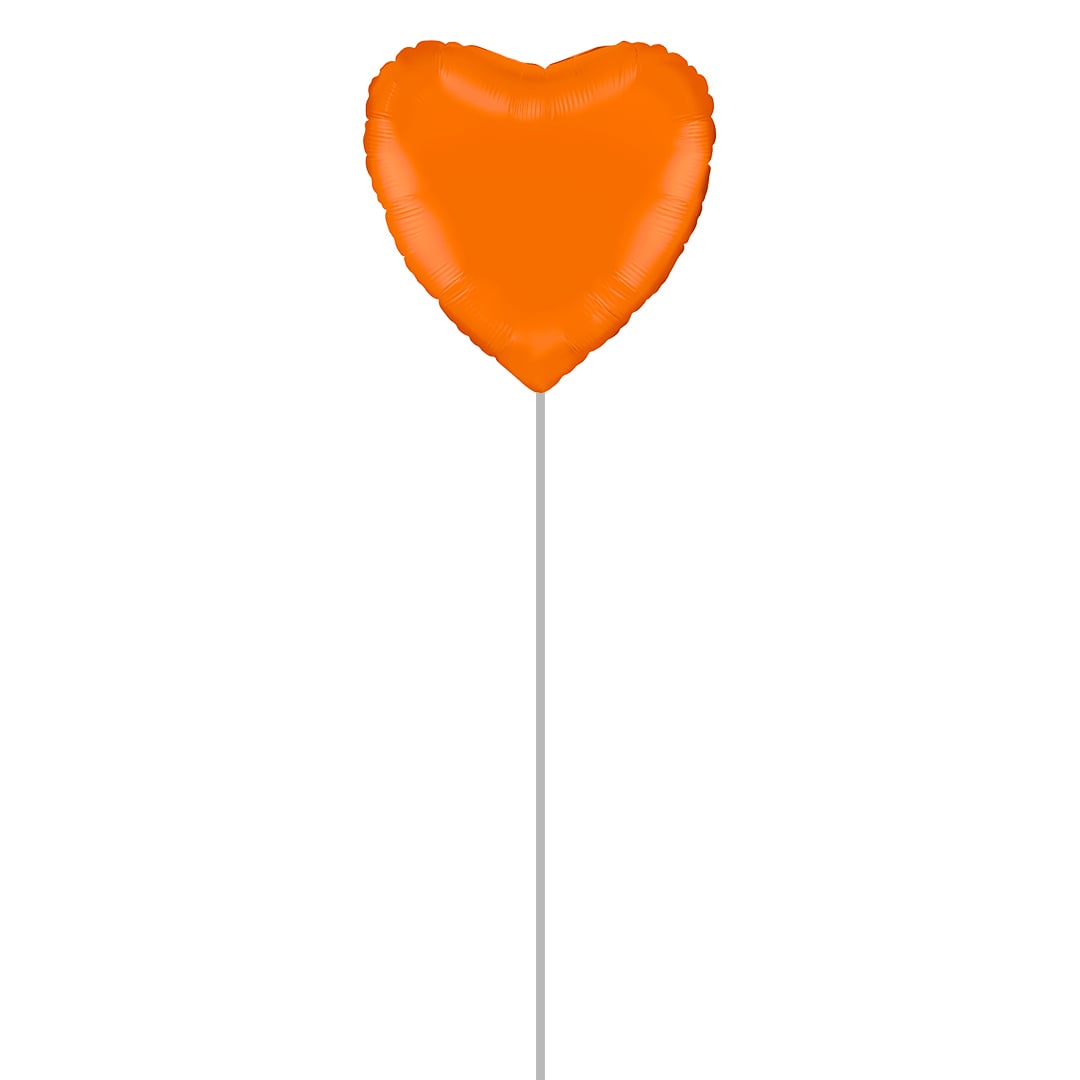 Matte Orange Heart Shaped Foil Balloon - Inflated Balloon In A Box Product Gallery Image