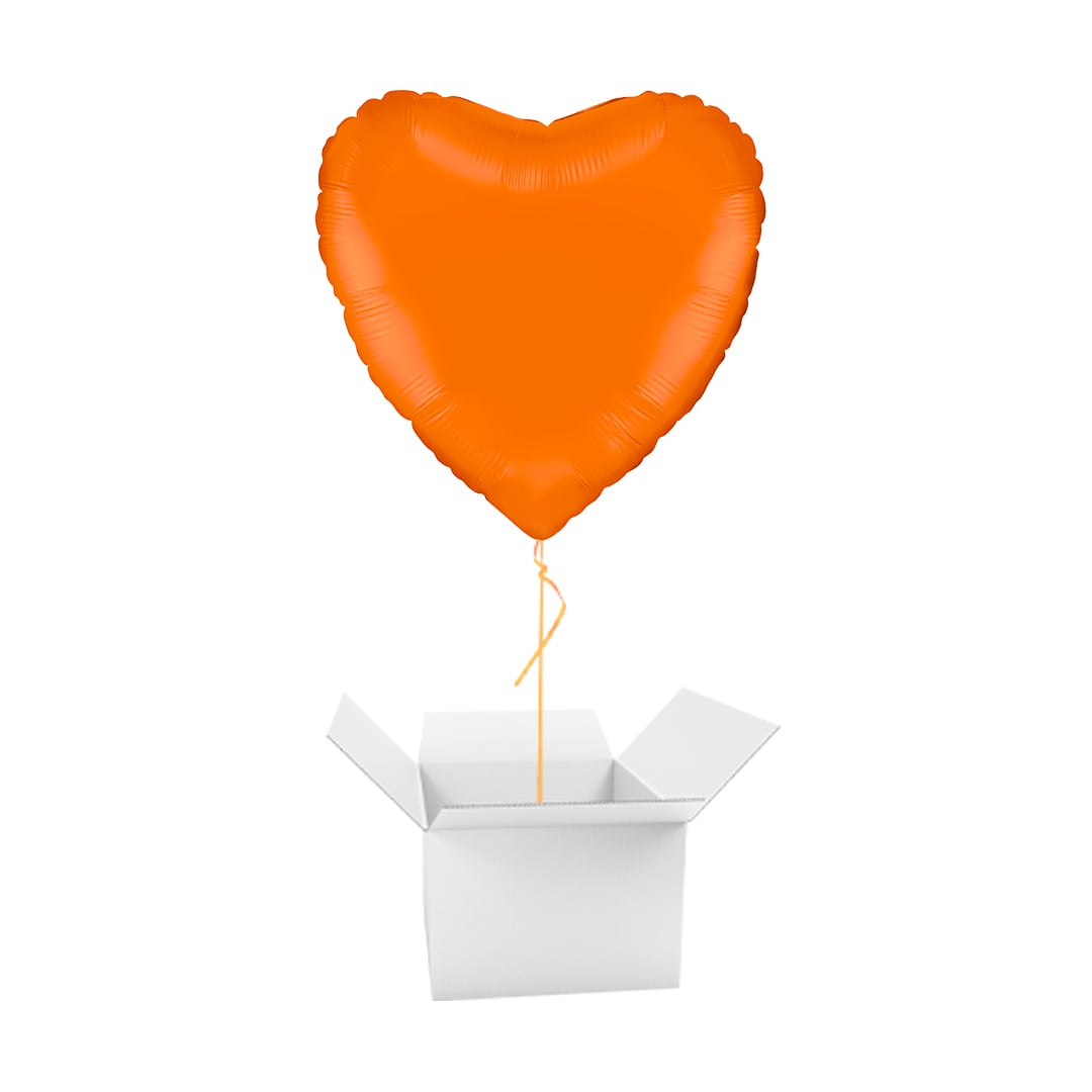 Matte Orange Heart Shaped Foil Balloon - Inflated Balloon In A Box