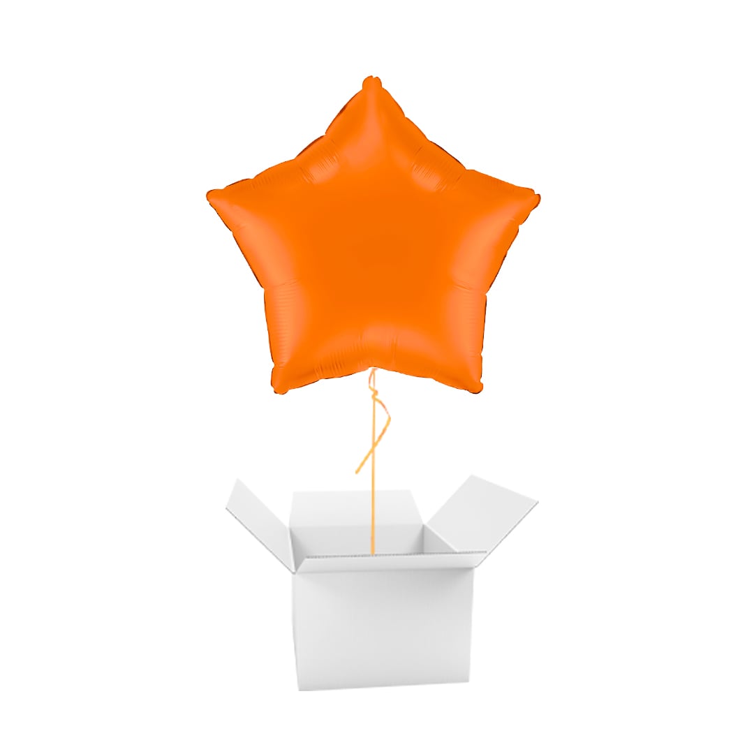 Matte Orange Star Shaped Foil Balloon - Inflated Balloon In A Box