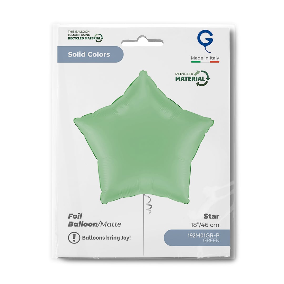 Matte Pistachio Green Star Shaped Foil Balloon 46cm / 18 in View 3