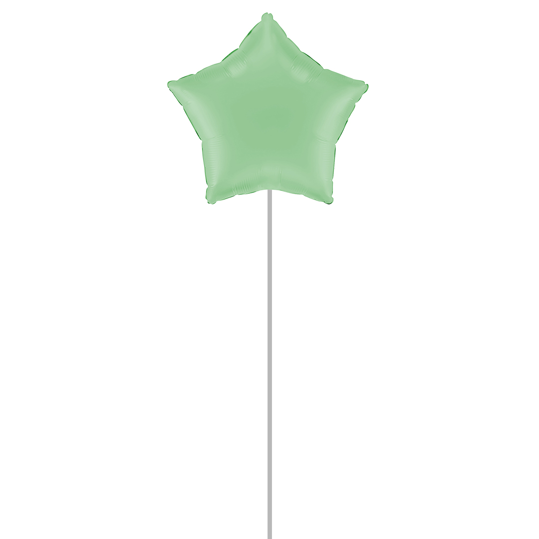 Matte Pistachio Green Star Shaped Foil Balloon - Inflated Balloon In A Box Product Gallery Image