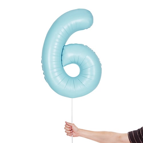 Matte Powder Blue Number 6 Helium Foil Giant Balloon 86cm / 34 in Product Gallery Image