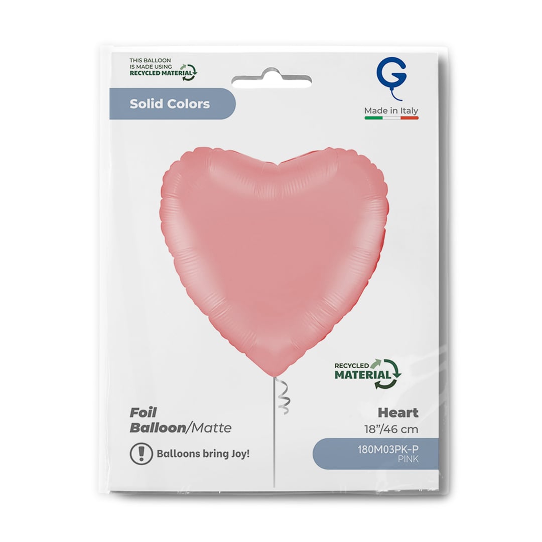 Matte Rose Pink Heart Shaped Foil Balloon 46cm / 18 in View 3