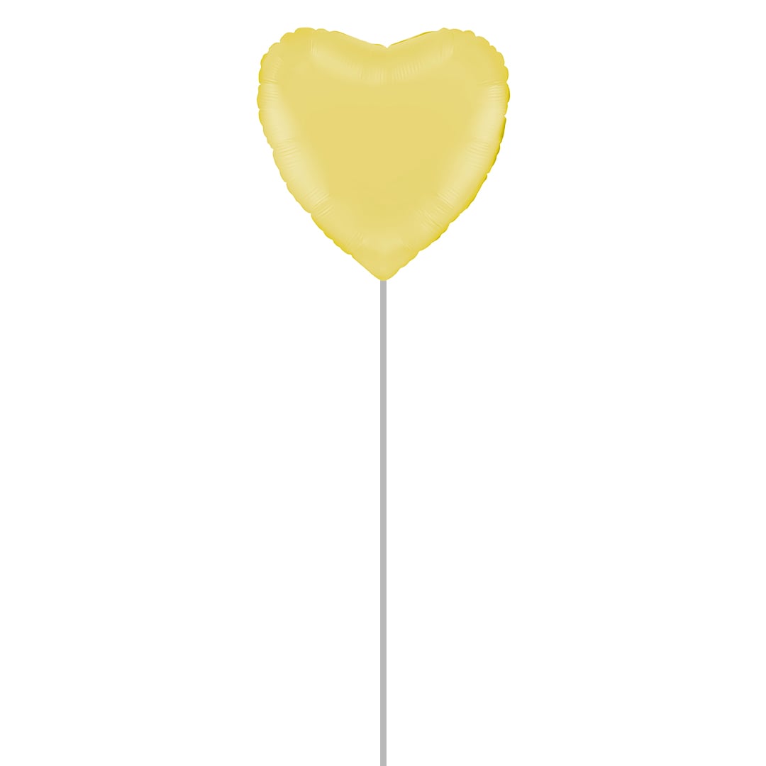 Matte Yellow Heart Shaped Foil Balloon - Inflated Balloon In A Box Product Gallery Image