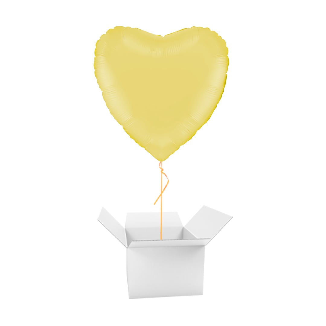 Matte Yellow Heart Shaped Foil Balloon - Inflated Balloon In A Box