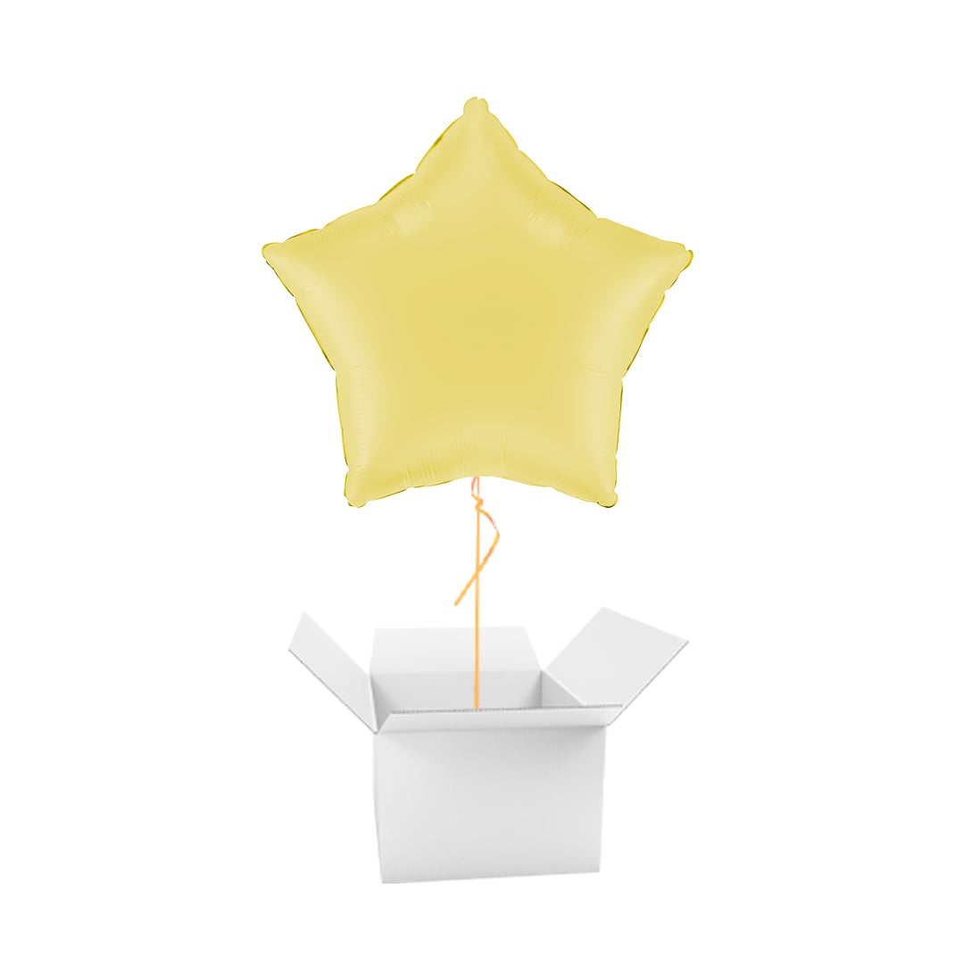 Matte Yellow Star Shaped Foil Balloon - Inflated Balloon In A Box