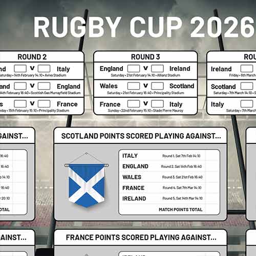 A0 Men's Nations Rugby Tournament 2026 Fixture Wall Chart Product Gallery Image
