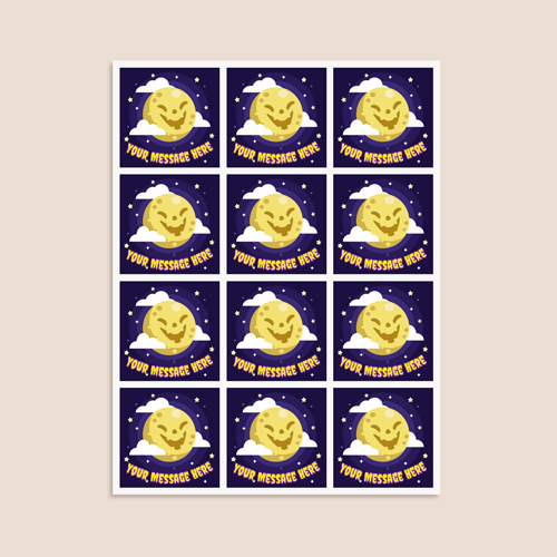 Menacing Moon Custom Halloween Square Stickers 60mm - Sheet of 12 Product Gallery Image
