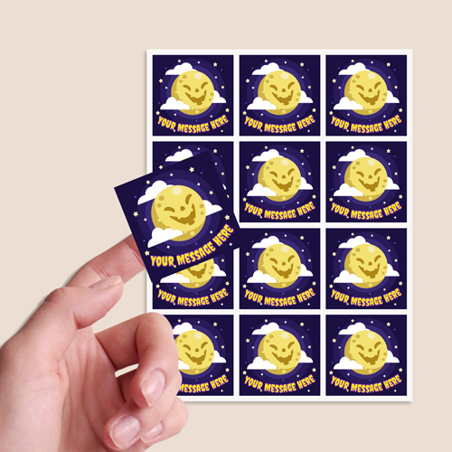 Menacing Moon Custom Halloween Square Stickers 60mm - Sheet of 12 Product Gallery Image