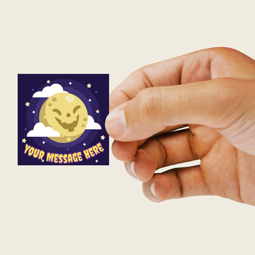 Menacing Moon Custom Halloween Square Stickers 60mm - Sheet of 12 Product Gallery Image