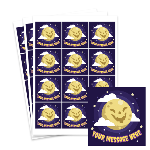 Menacing Moon Custom Halloween Square Stickers 60mm - Sheet of 12 Product Gallery Image