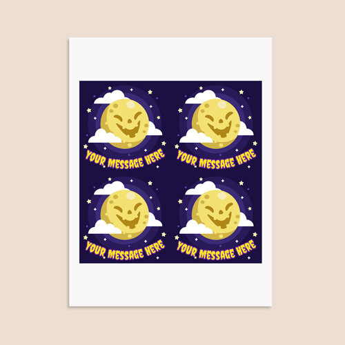 Menacing Moon Custom Halloween Square Stickers 95mm - Sheet of 4 Product Gallery Image