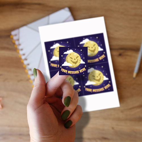 Menacing Moon Custom Halloween Square Stickers 95mm - Sheet of 4 Product Gallery Image