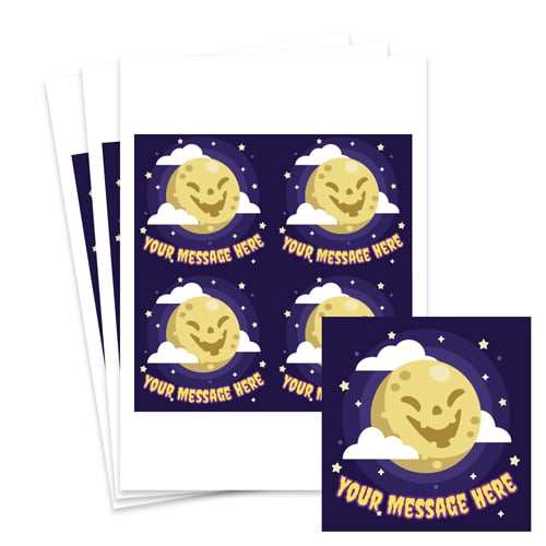 Menacing Moon Custom Halloween Square Stickers 95mm - Sheet of 4 Product Gallery Image