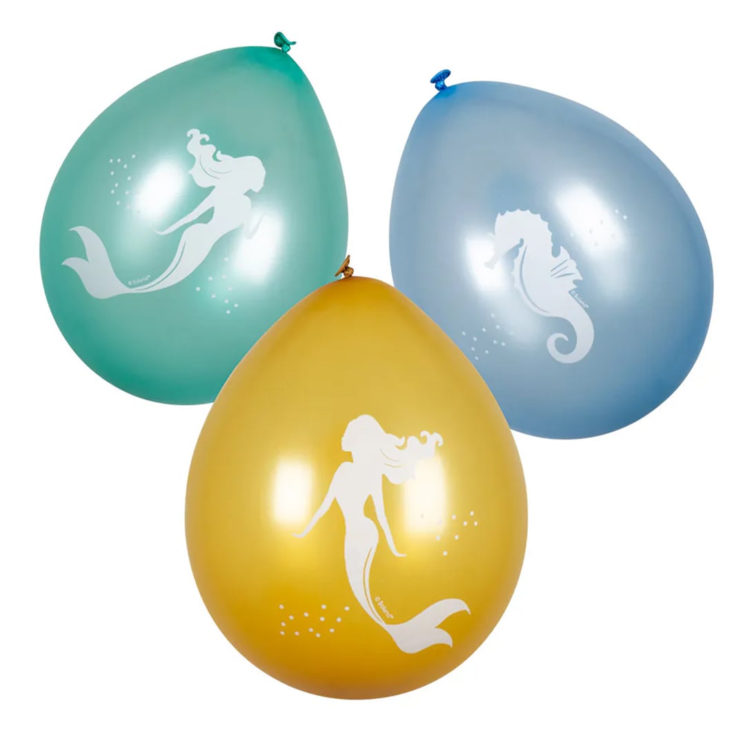 Mermaid Air Fill Latex Balloons 25cm / 10 in - Pack of 6