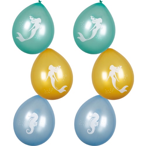 Mermaid Assorted Latex Balloons 25cm / 10 in - Pack of 6 Product Image