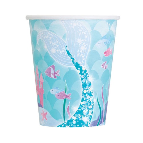 Mermaid Blue Paper Cups 270ml - Pack of 8 Product Image