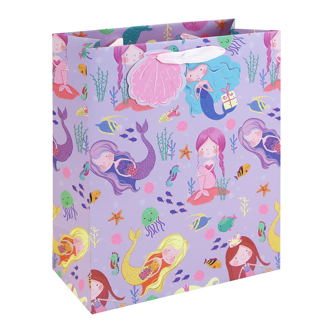 Mermaid Under The Sea Large Lilac Gift Bag 33cm