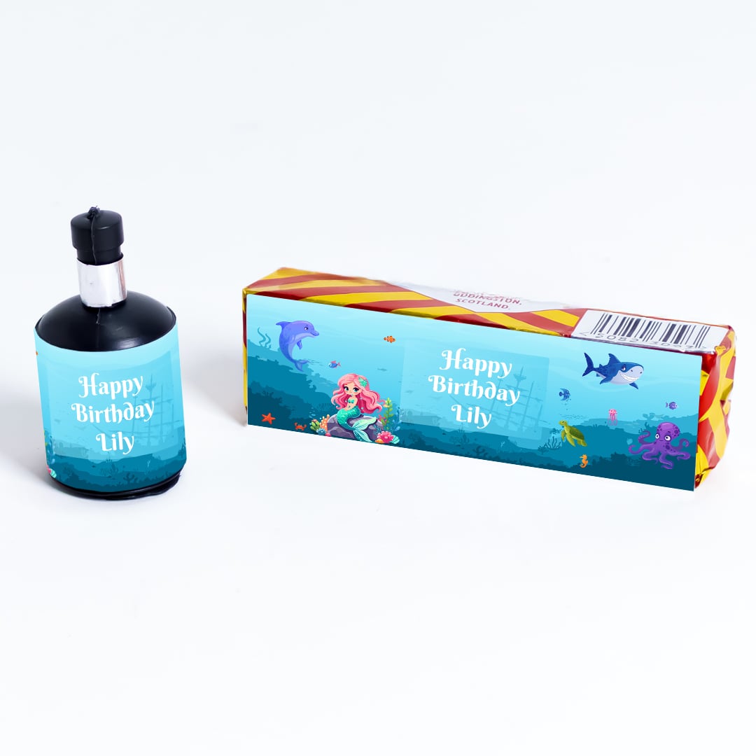 Mermaid Under The Sea Personalised Party Popper Packaging Label Stickers 9cm - Sheet of 16 Product Gallery Image