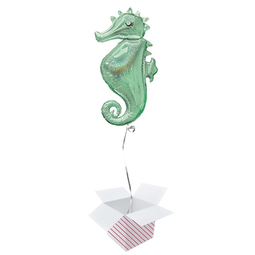 Mermaid Wishes Seahorse Helium Foil Giant Balloon - Inflated Balloon in a Box Product Gallery Image