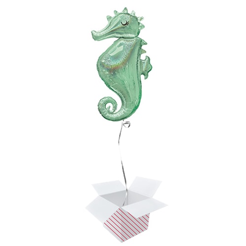 Mermaid Wishes Seahorse Helium Foil Giant Balloon - Inflated Balloon in a Box Product Image