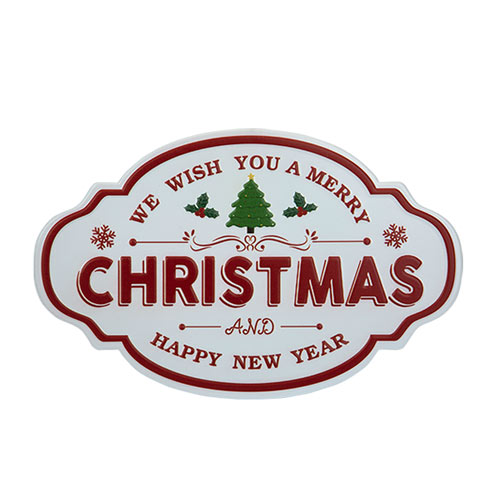 Merry Christmas & Happy New Year Tree Metal Sign Product Image