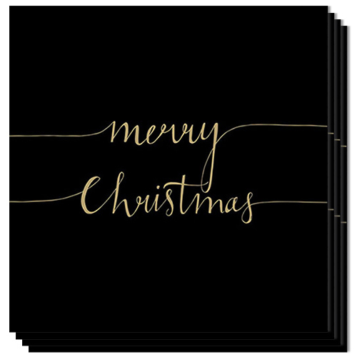 Merry Christmas Black & Gold Script Premium Decoupage Luncheon Napkins 3 Ply 33cm - Pack of 20 Product Gallery Image