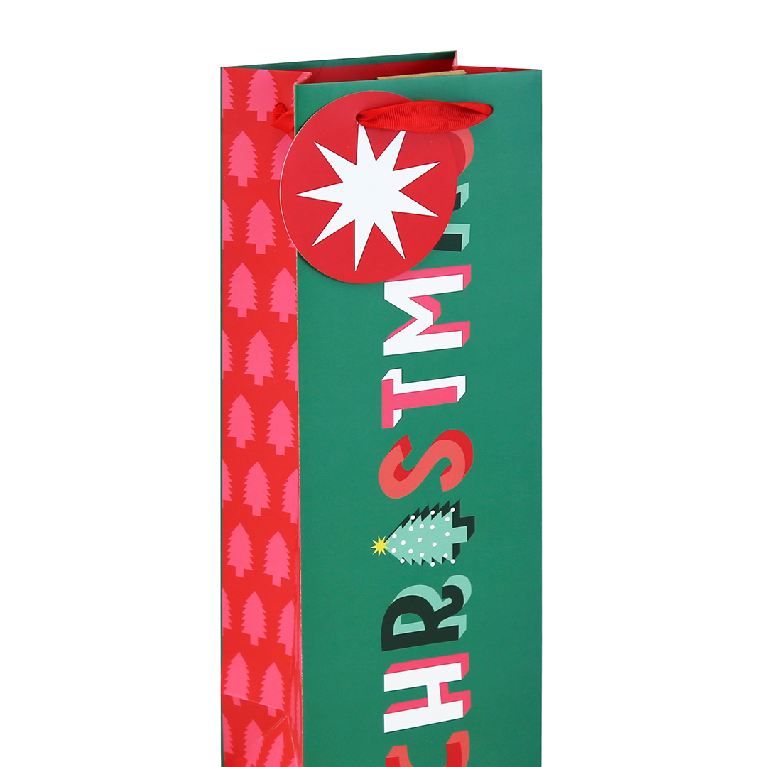 Merry Christmas Bright Bottle Gift Bag 35cm Product Gallery Image