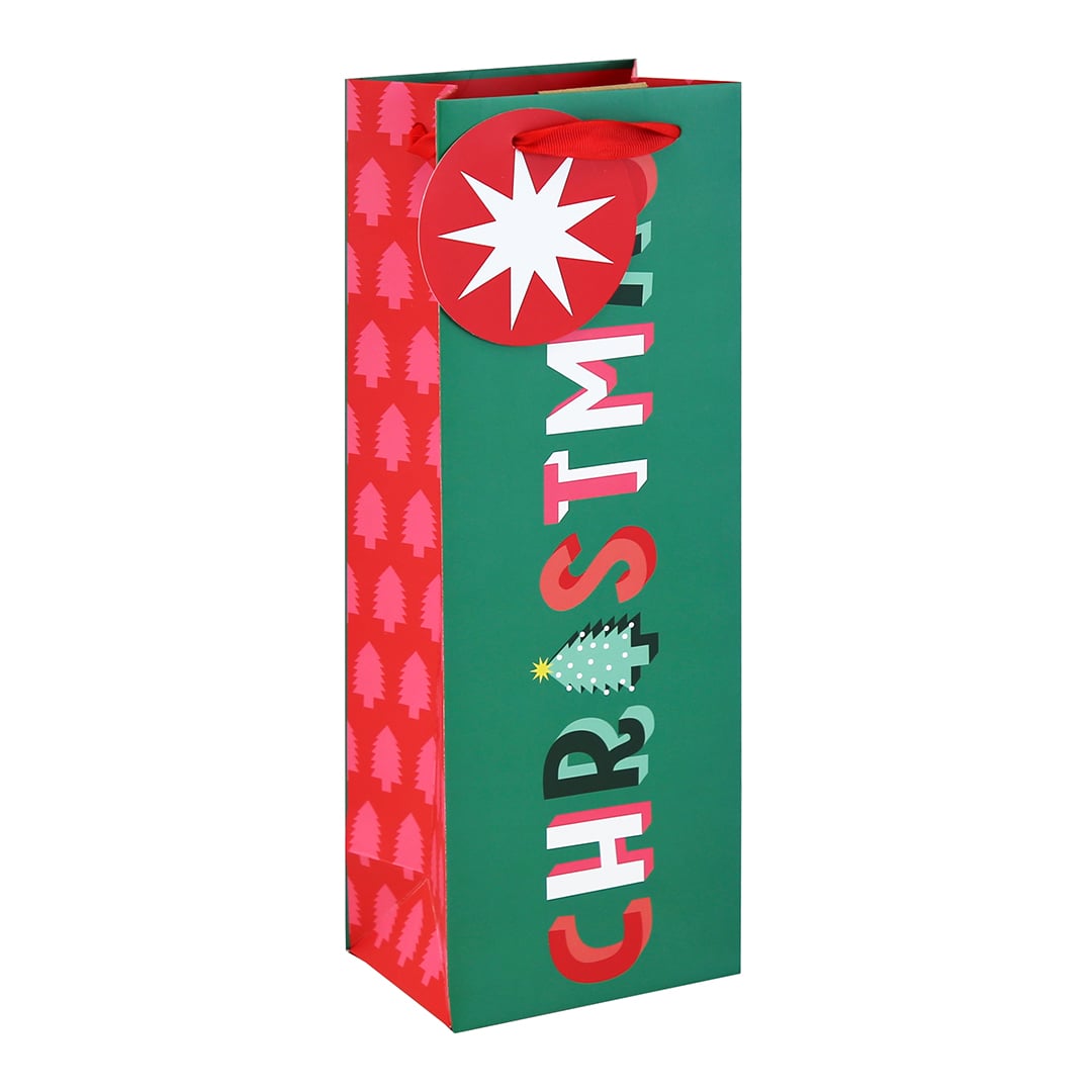 Merry Christmas Bright Bottle Gift Bag 35cm