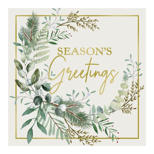 Merry Christmas Embossed Foliage Greeting Cards - Pack of 6