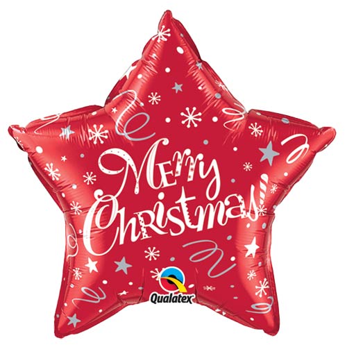 Merry Christmas! Festive Red Star Helium Foil Shaped Balloon 51cm / 20 in Product Gallery Image