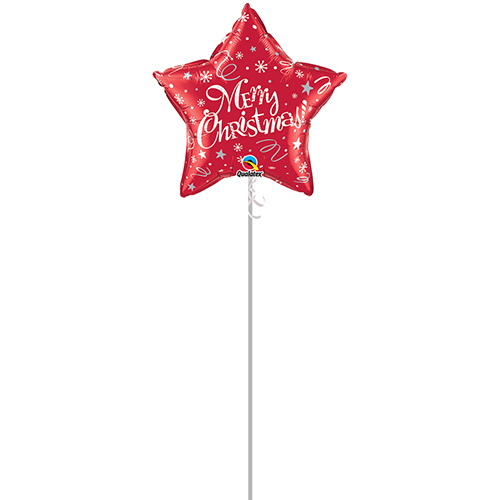 Merry Christmas! Festive Red Helium Foil Shaped Balloon - Inflated Balloon in a Box Product Gallery Image