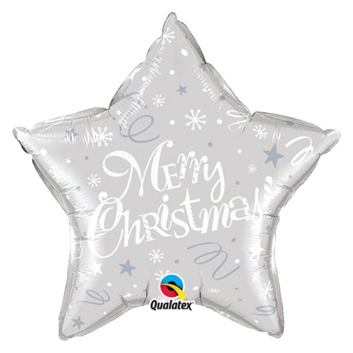 Merry Christmas! Festive Silver Star Helium Foil Shaped Balloon 51cm / 20 in Product Gallery Image