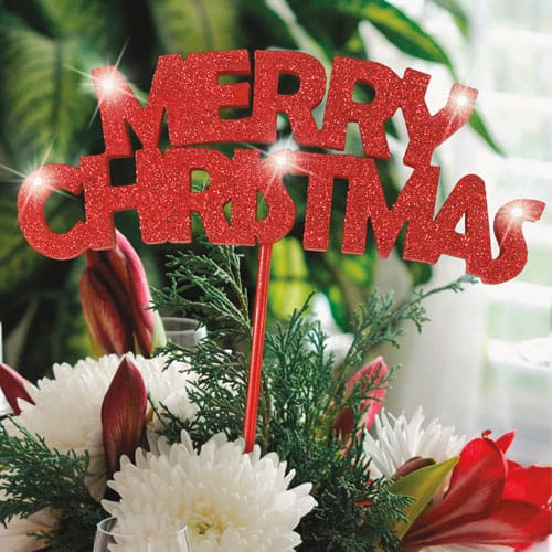 Merry Christmas Flashing Glitter Pick Decoration 20cm Product Image