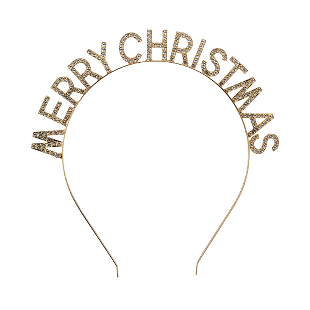 Merry Christmas Gold Metal Headband One Size Fancy Dress Accessory