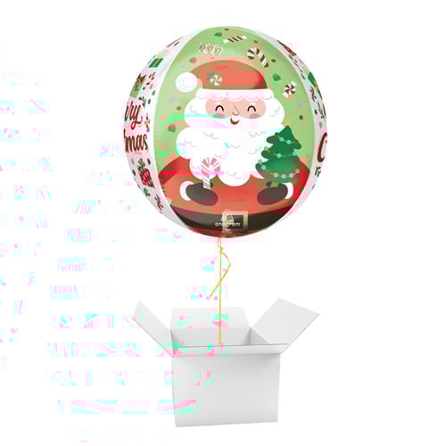 Merry Christmas Jolly Old Santa Orbz Foil Helium Balloon - Inflated Balloon in a Box