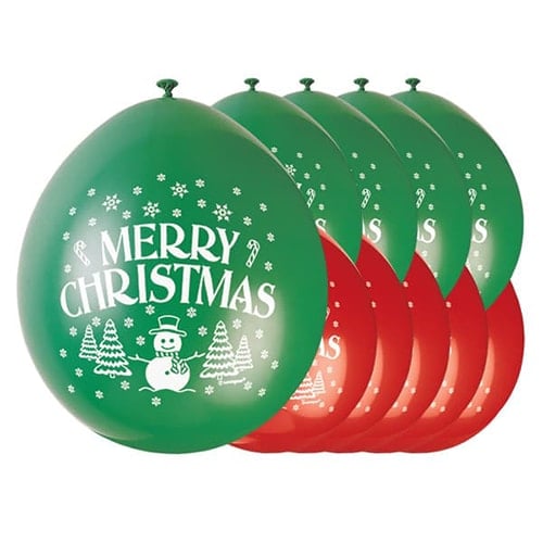 Merry Christmas Biodegradable Latex Balloons 23cm / 9 in - Pack of 10