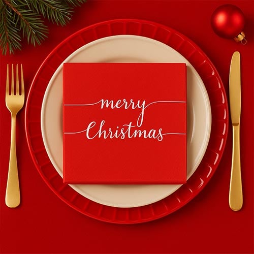Merry Christmas Premium Decoupage Luncheon Napkins 3 Ply 33cm - Pack of 20