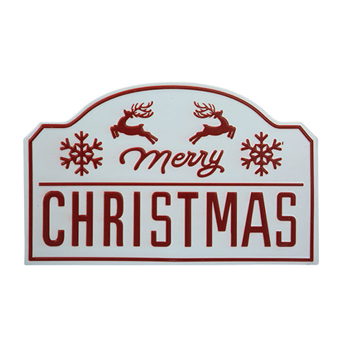 Merry Christmas Red & White Reindeer Metal Sign Product Image